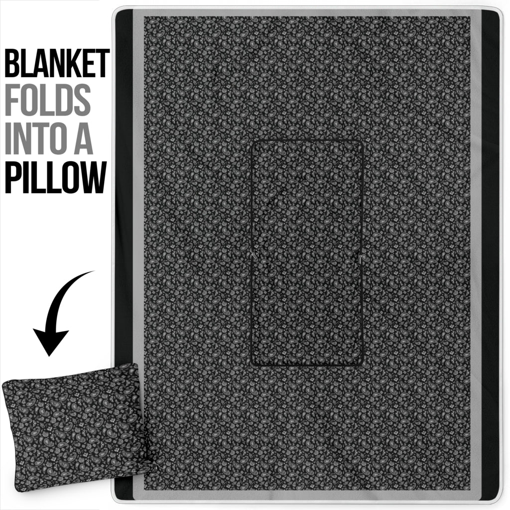 Pillow Blanket - Black with Gray