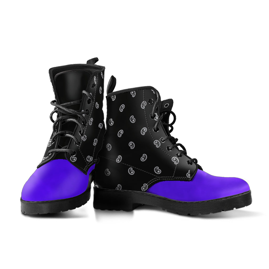 Women's Leather Bandana Boots - Purple/Black