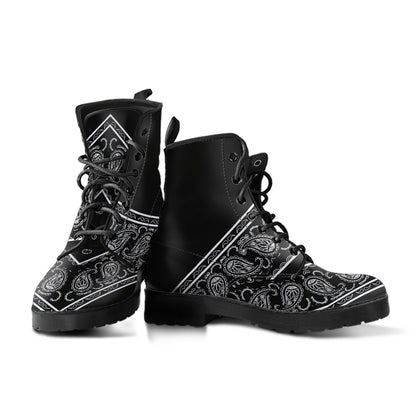Flying V Leather Bandana Boot - Black