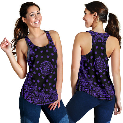 Women's Racerback Tank - Purple on Black