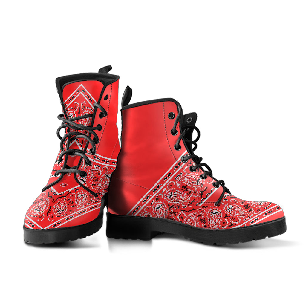 Flying V Bandana Leather Boot - Red