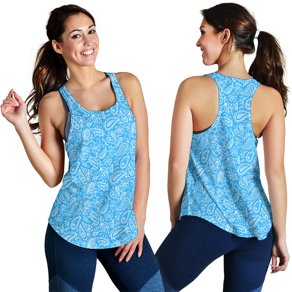 Women's Racerback Tank - White on Lt Blue