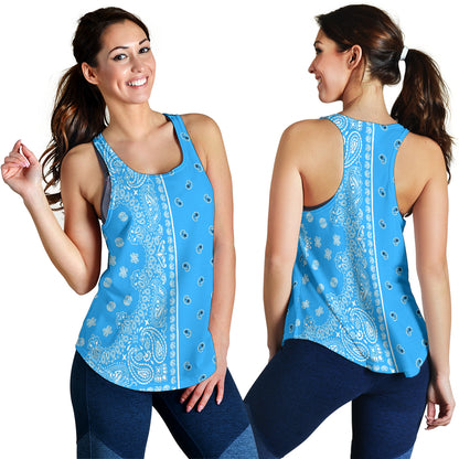 Women's Racerback Tank - Offset White on Lt Blue