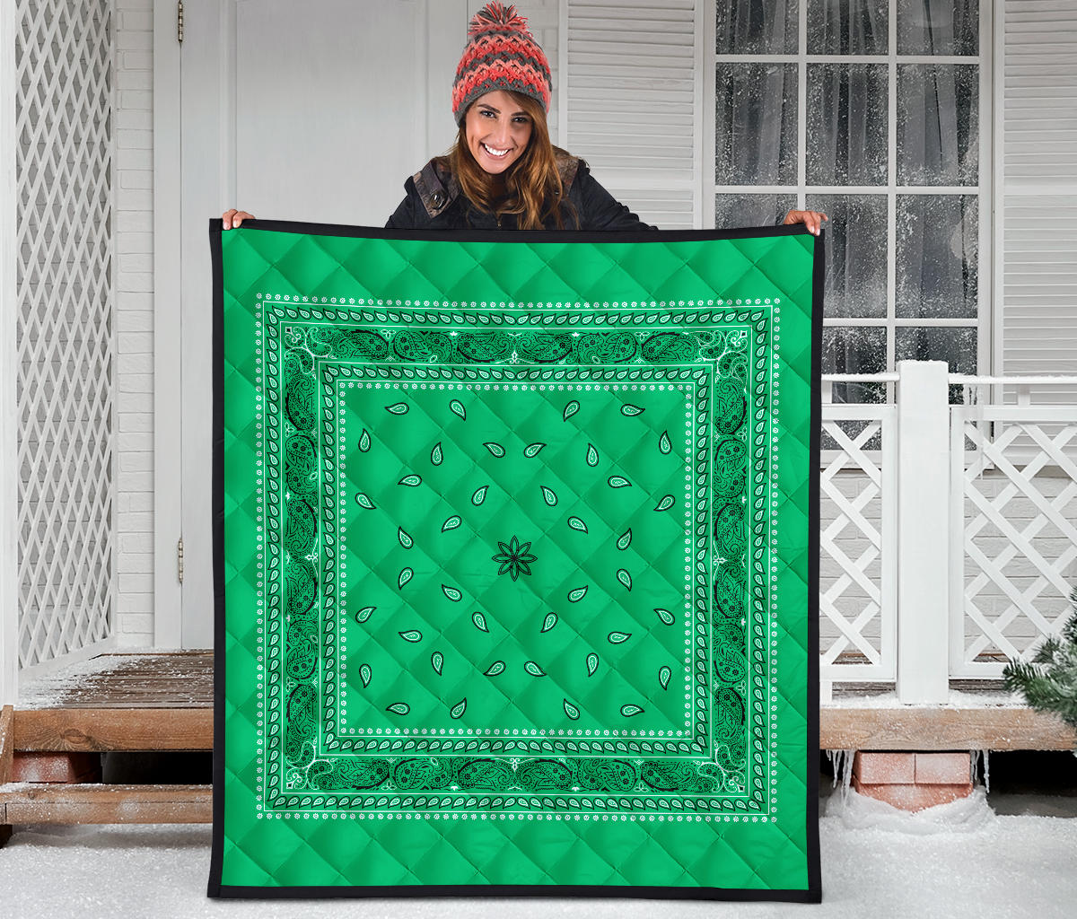 Quilt 4 Black on Green Bandana Quilt