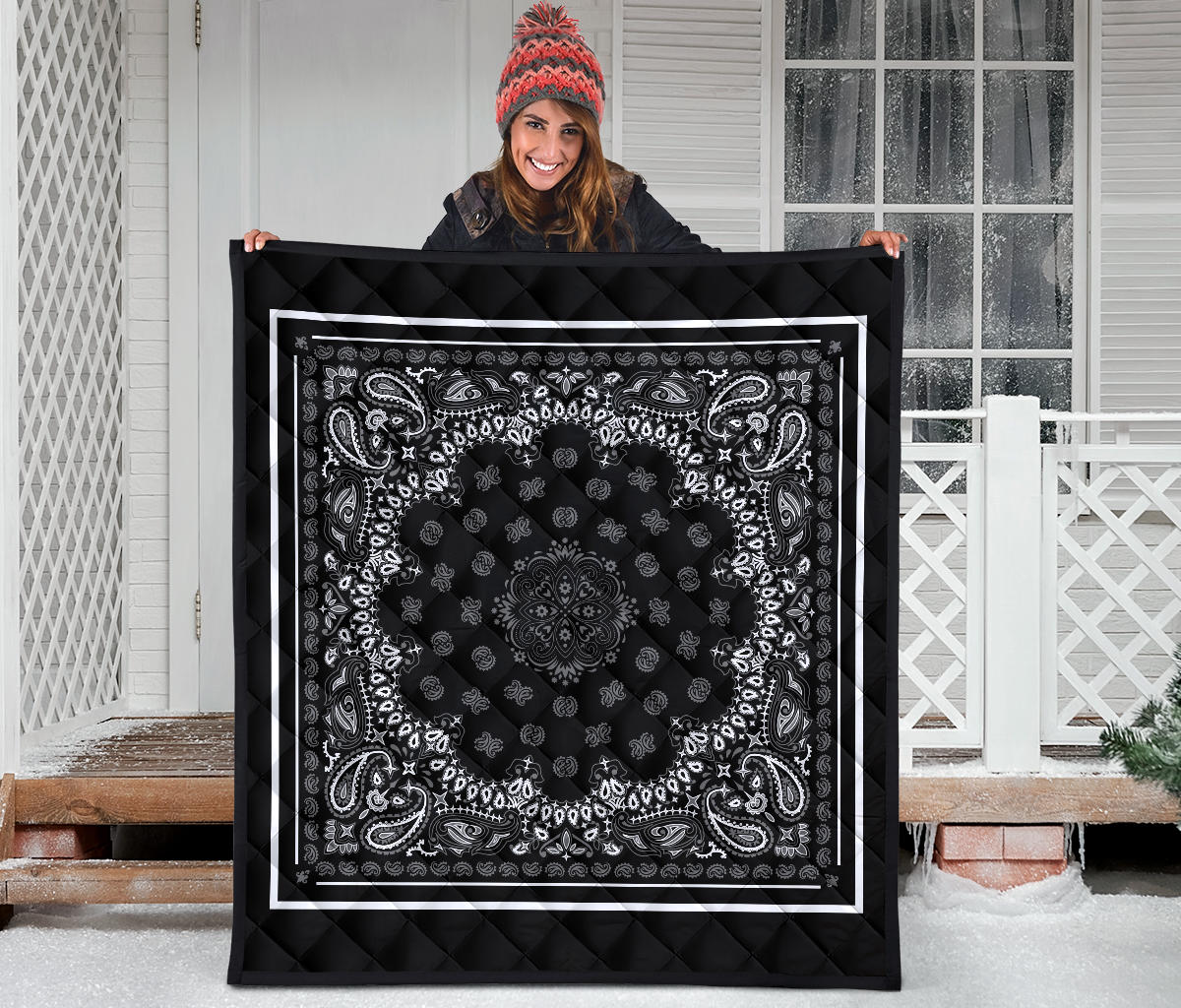 Quilt 2 - Gray on Black White Sq.
