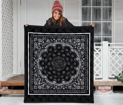 Quilt 2 - Gray on Black White Sq.