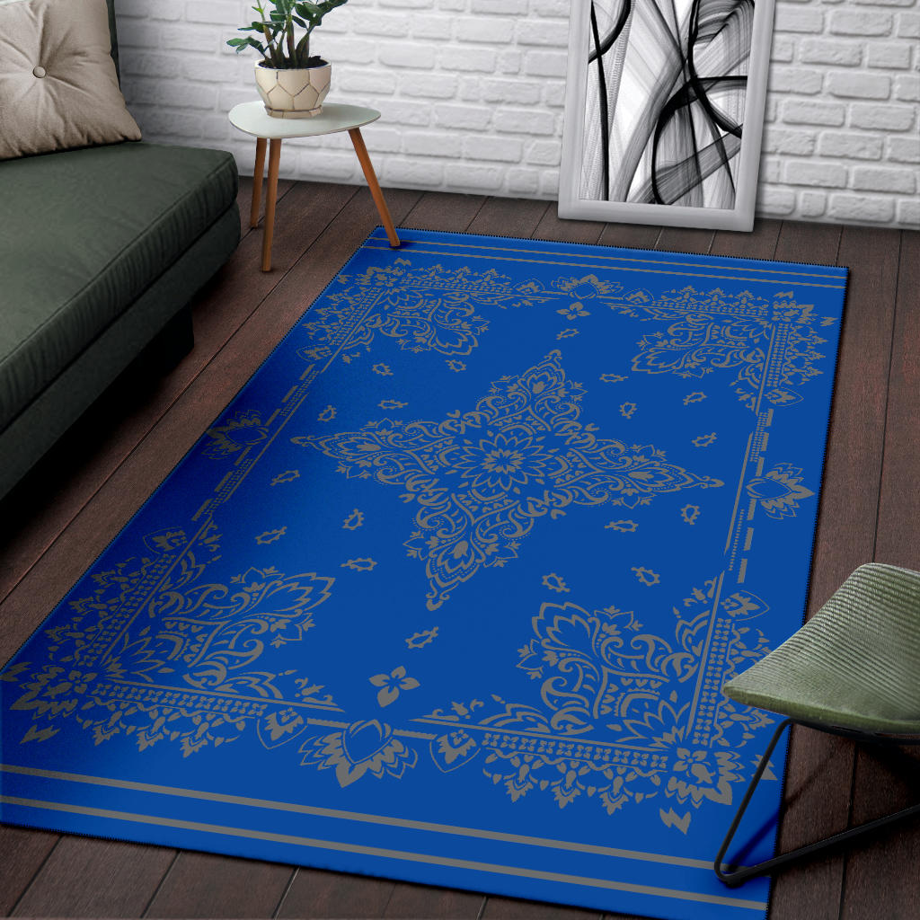 Area Rug Two - Gray on Cobalt
