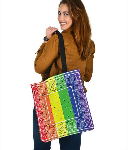 Vertical Rainbow Bandana Tote Bag