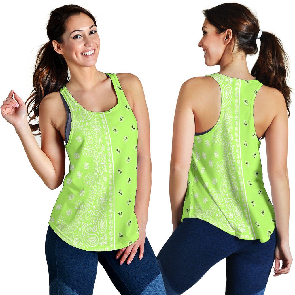 Women's Racerback Tank - Offset White on Lime