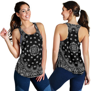 Women's Racerback Tank - White Bandana on Black