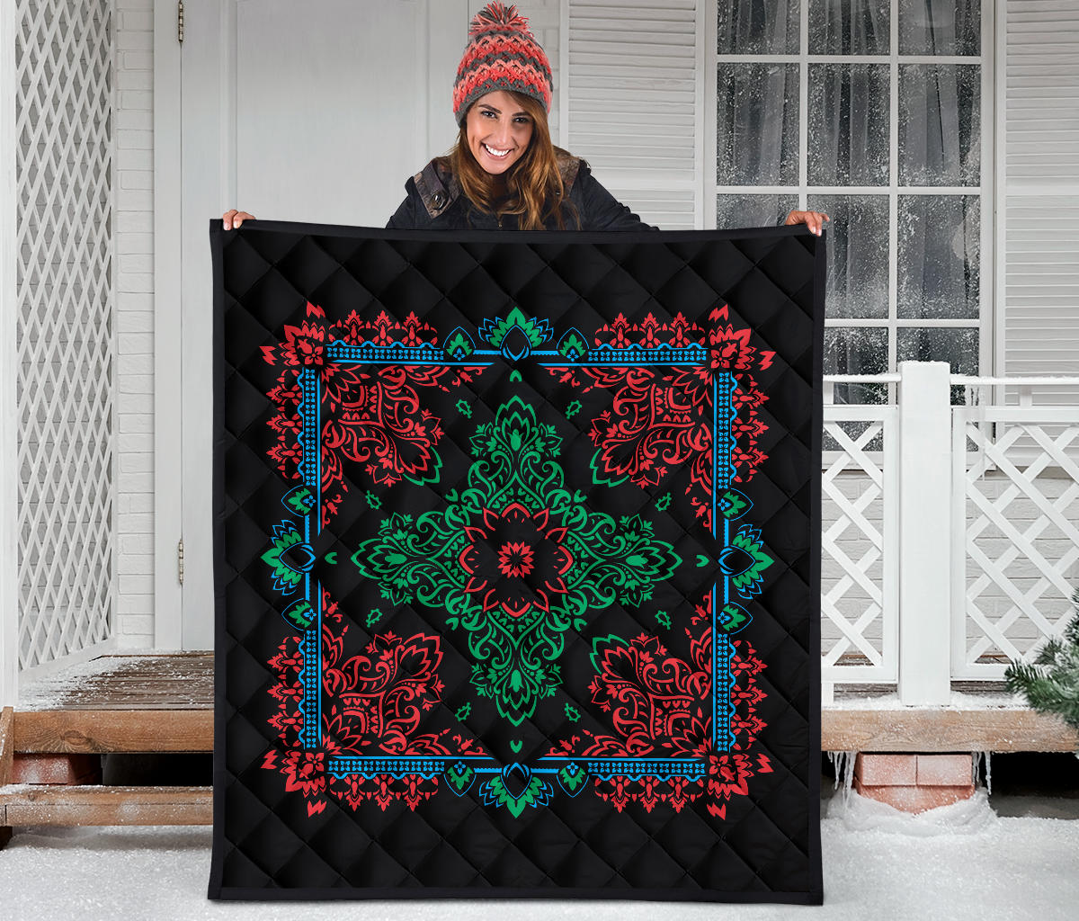 Quilt 3 Tri Color on Black