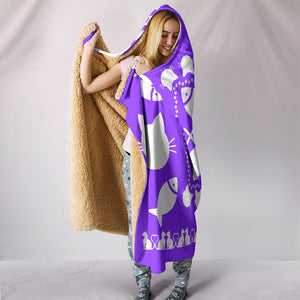 Ultimate Purple Kitties and Fish Hooded Blanket