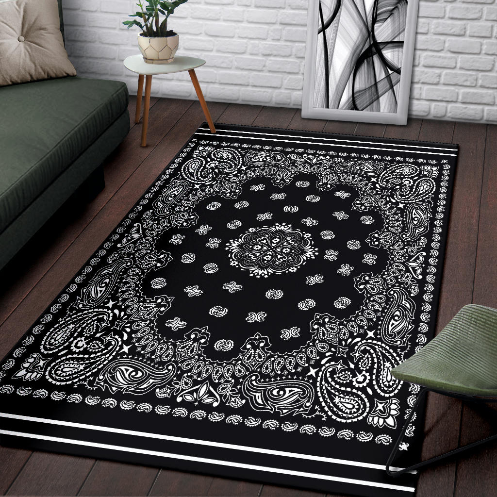 Area Rug One - White on Black