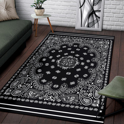 Area Rug One - White on Black