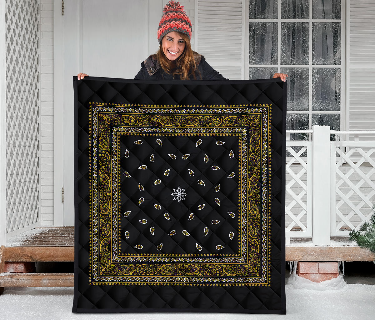 Quilt 4 Gold White and Black Bandana Quilt