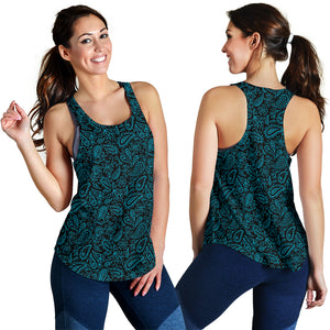 Women's Racerback Tank - Teal on Black