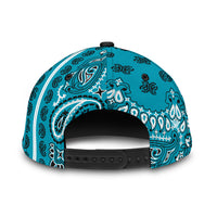 Classic Cap 2 - Black on Teal All Over Design