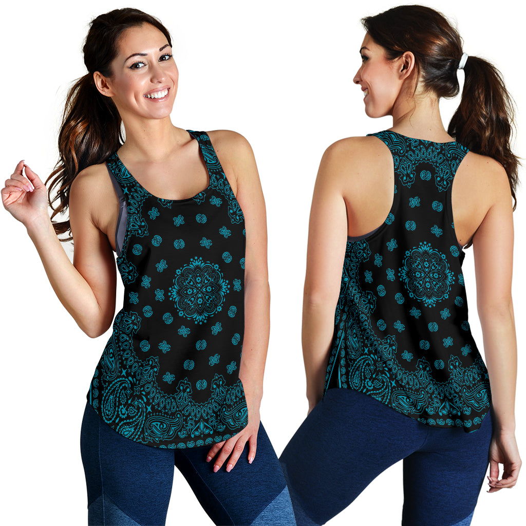 Women's Racerback Tank - Dark Teal on Black