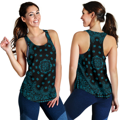 Women's Racerback Tank - Dark Teal on Black