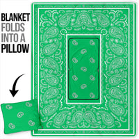 Pillow Blanket - Traditional Green and White