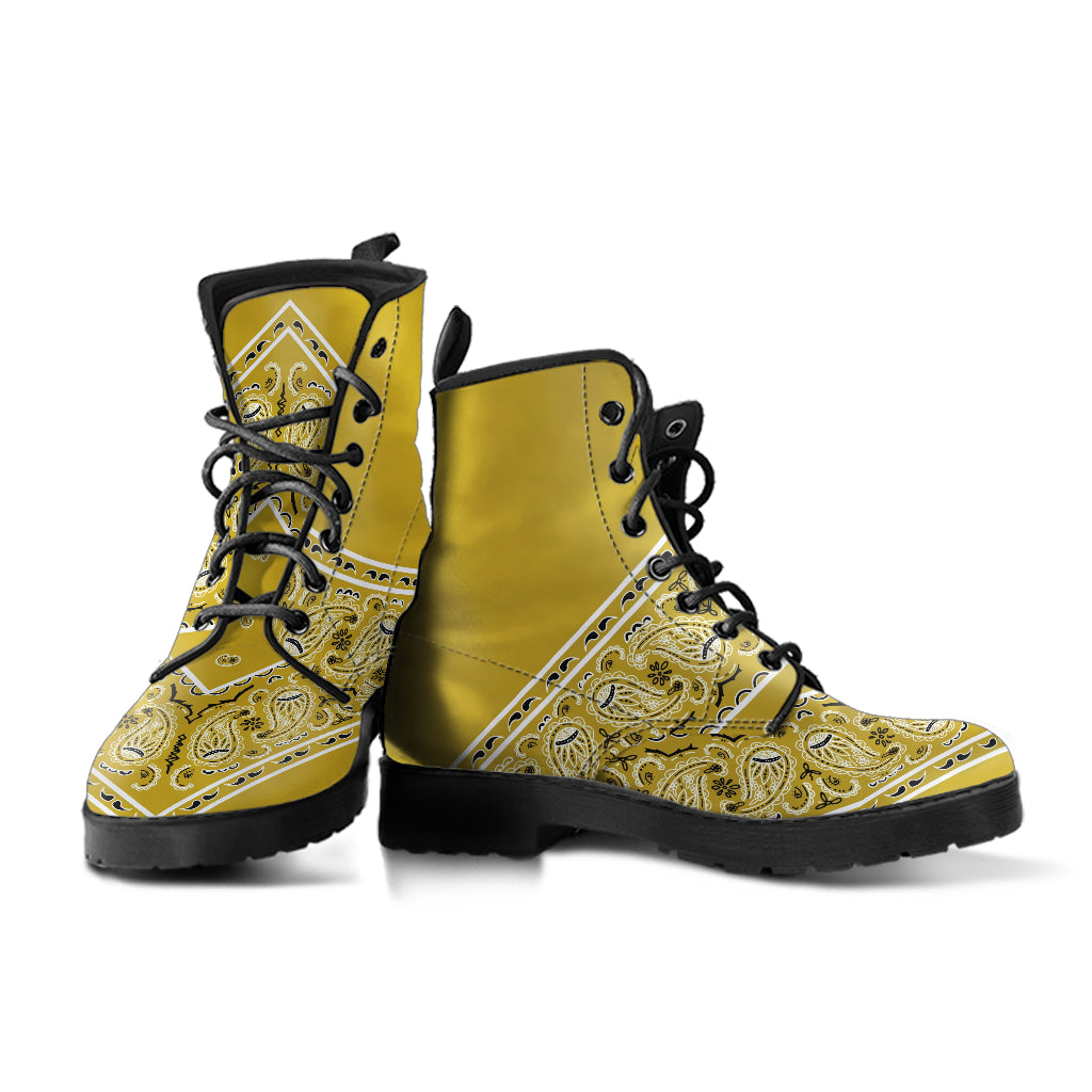 Flying V Leather Bandana Boot - Gold
