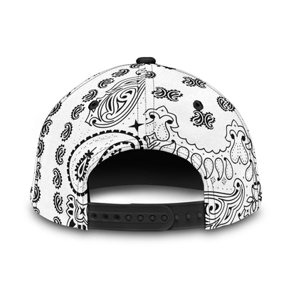 Classic Cap -2- Black on White All Over Design