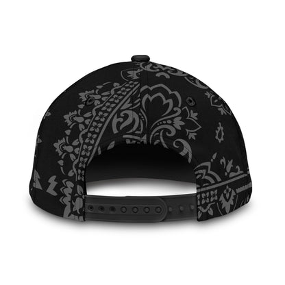 Classic Cap 3 - Gray on Black Bandana All Over Design