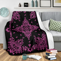Ultra Plush 3 Pink on Black Bandana Throw Blanket