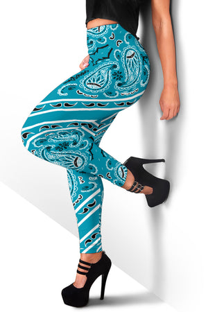 Women's Leggings - Teal Total Bandana