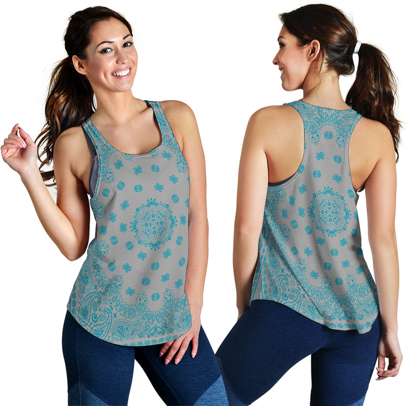 Women's Racerback Tank - Teal on Gray