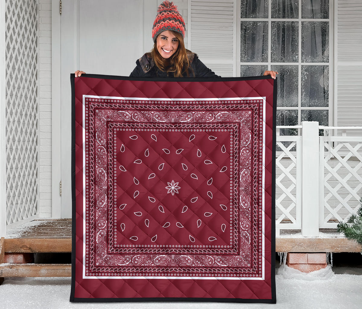 Quilt 4 Black White Maroon Bandana Quilt