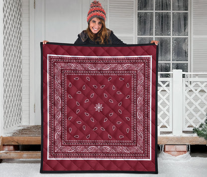 Quilt 4 Black White Maroon Bandana Quilt