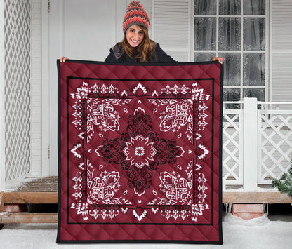 Quilt 3 Black White Maroon Bandana Quilt