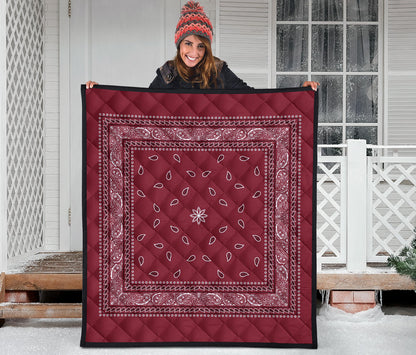 Quilt 4 Black White Bandana on Maroon