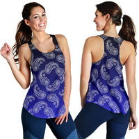 Women's Racerback Tank - Swirl Blk to Blue