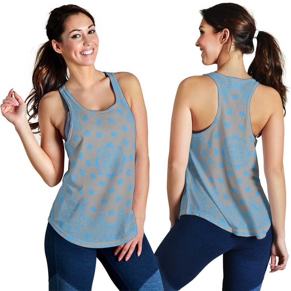 Women's Racerback Tank - Lt Blue on Gray