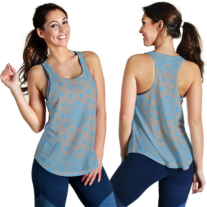 Women's Racerback Tank - Lt Blue on Gray