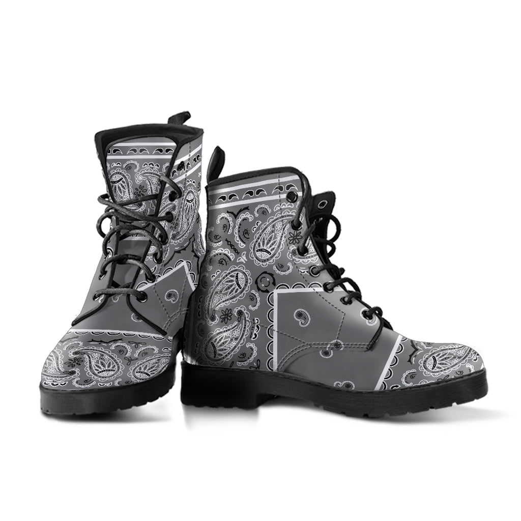 Men's Leather Bandana Boot - Gray