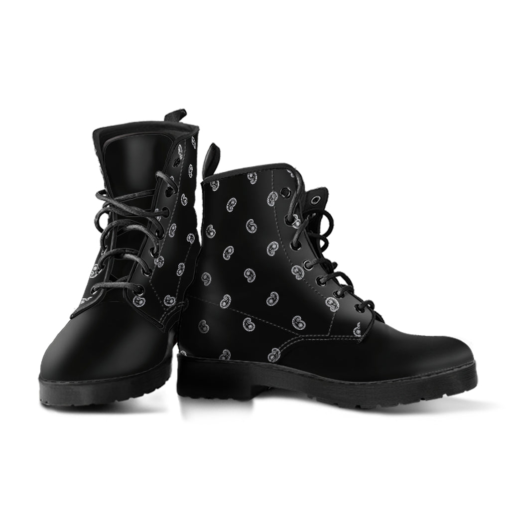 Women's Leather Bandana Boot - Black on Black