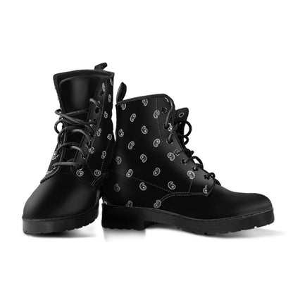 Women's Leather Bandana Boot - Black on Black