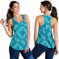 Women's Racerback Tank - Swirl Teal/White