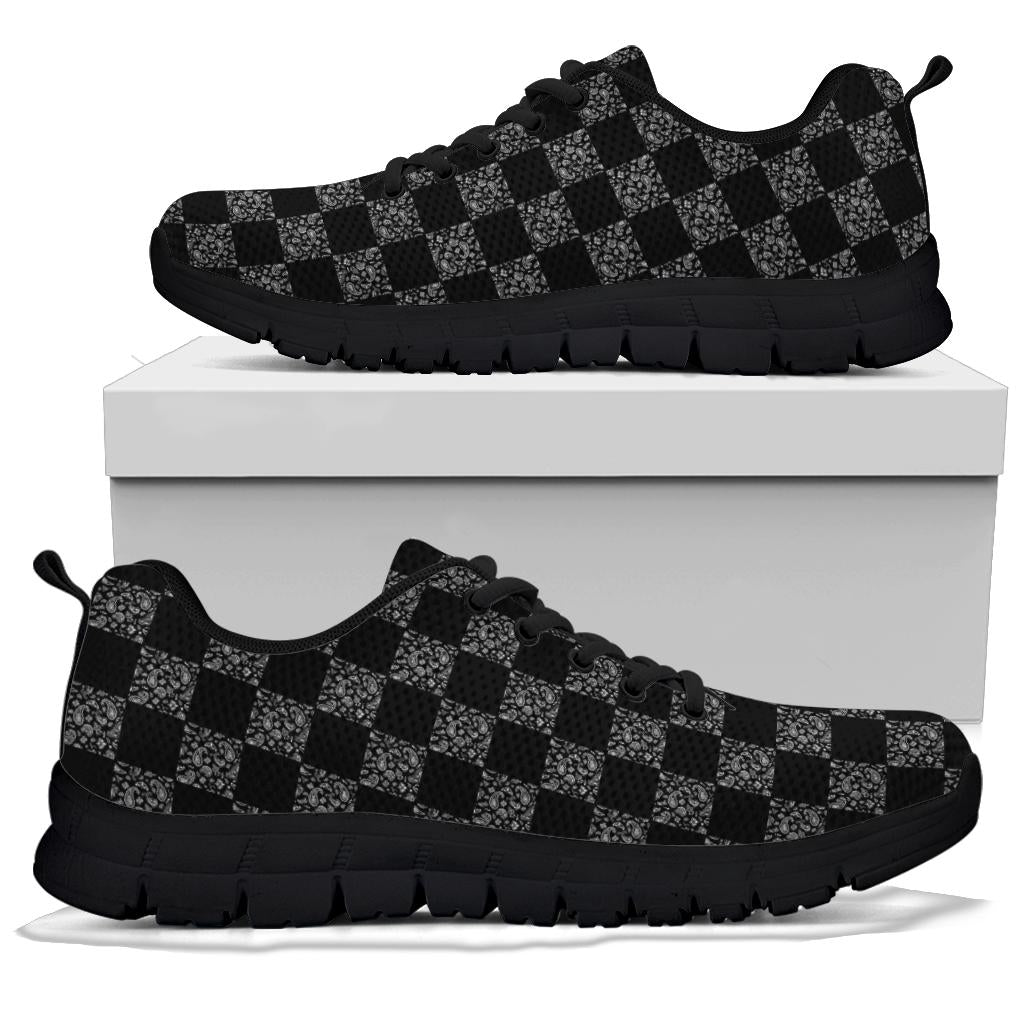 Low Top Sneaker - Black on Black Checkerboard