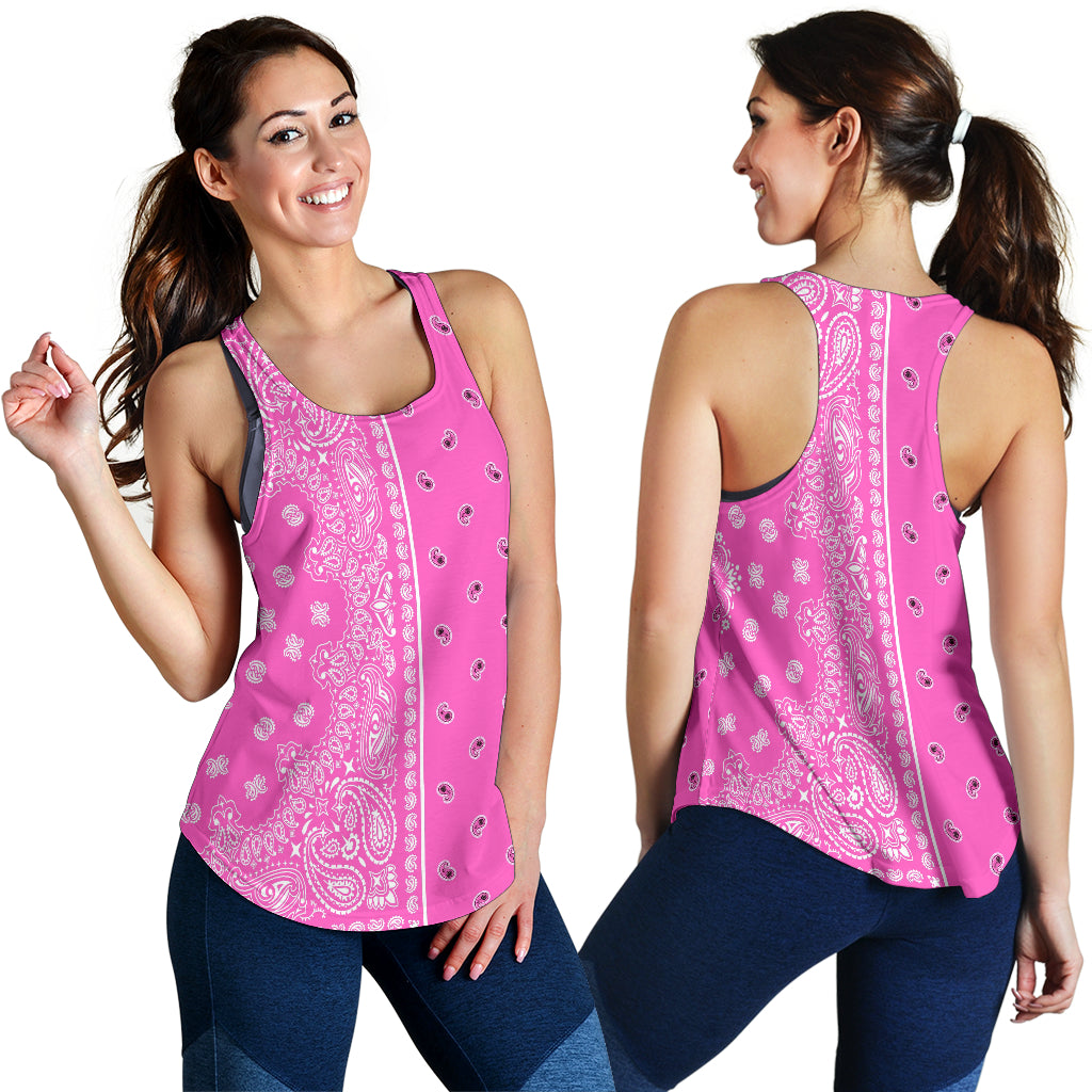 Women's Racerback Tank - Offset White on Pink