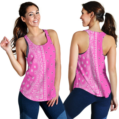 Women's Racerback Tank - Offset White on Pink