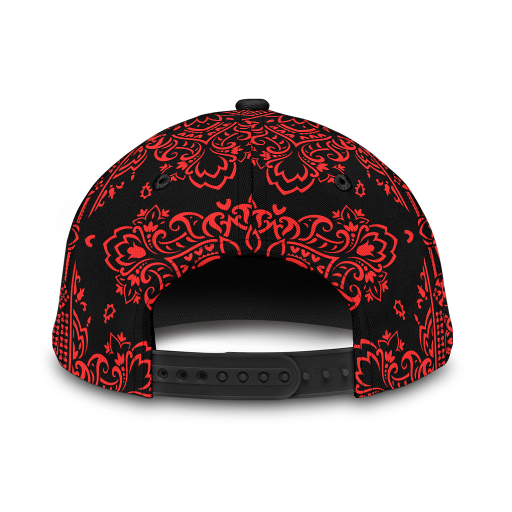 Classic Cap 3 - Red Black Bandana Black Bill