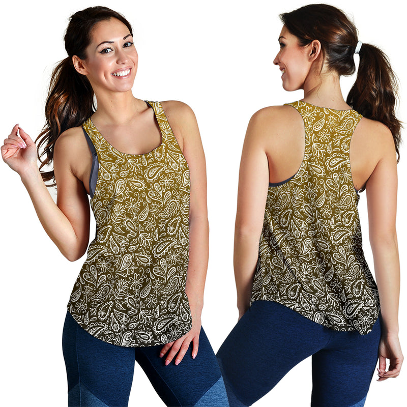 Women's Racerback Tank - White on Gold2Blk