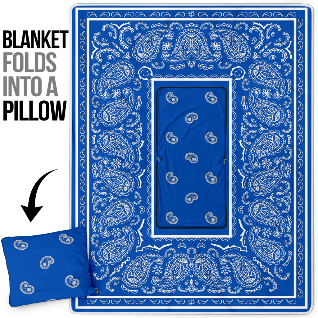 Pillow Blanket - Traditional Blue and White