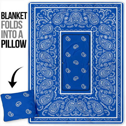 Pillow Blanket - Traditional Blue and White