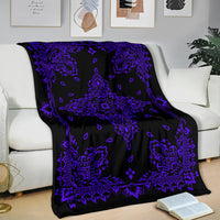 Ultra Plush 3 Violet on Black Bandana Throw Blanket