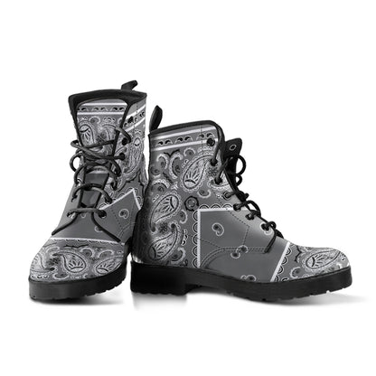 Women's Leather Bandana Boot - Gray